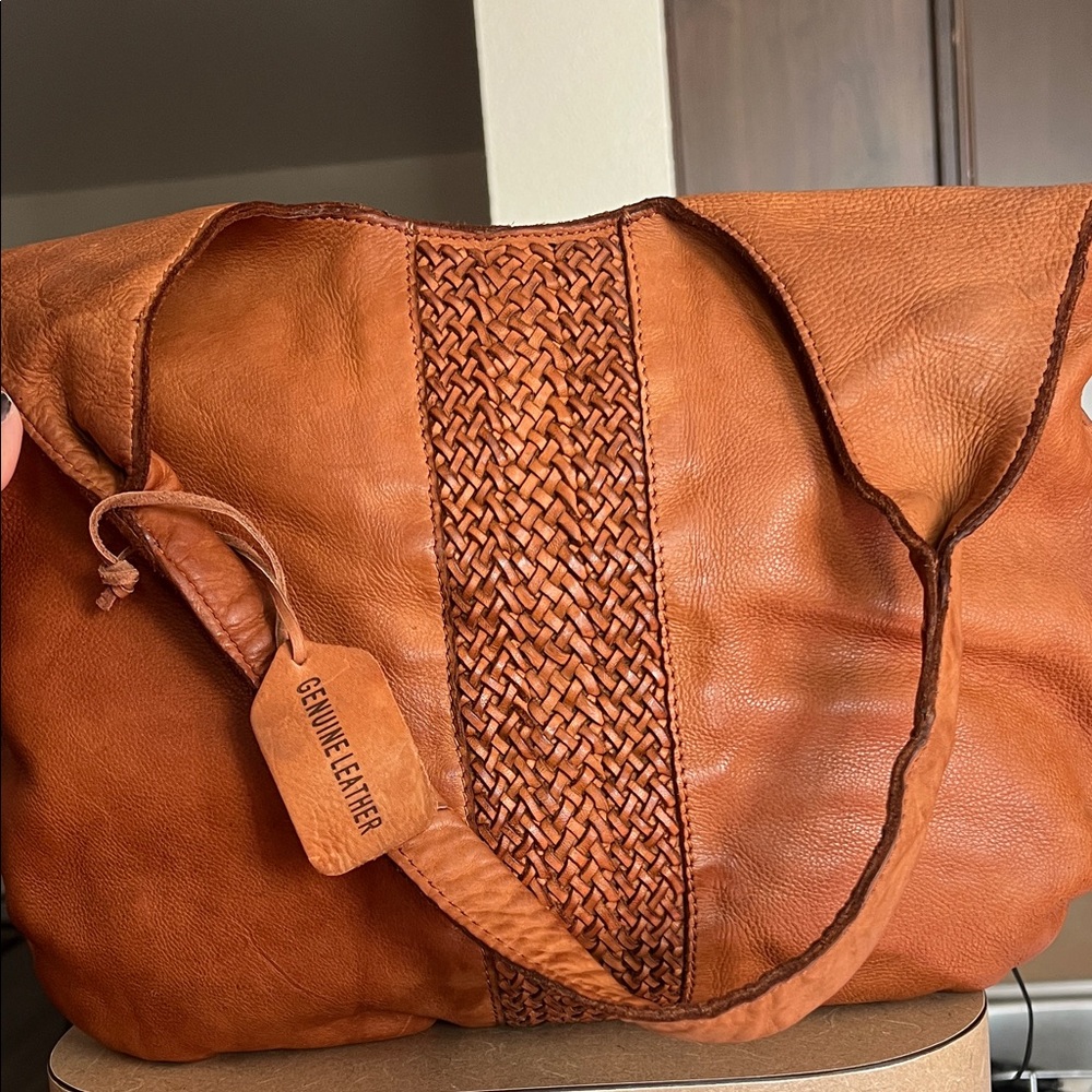 Isabella Fiore Burnt Orange Leather Hobo